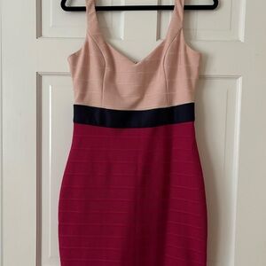 Guess Pink and Red Midi Dress